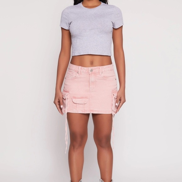 VIP Jeans Cargo Mini Skirt With Front Pockets and Drawstring Size S - Picture 1 of 8